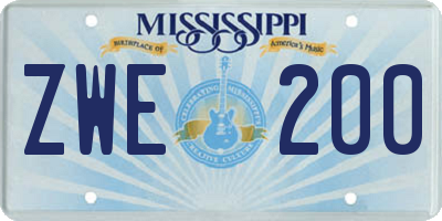 MS license plate ZWE200