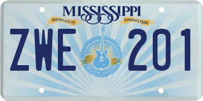 MS license plate ZWE201