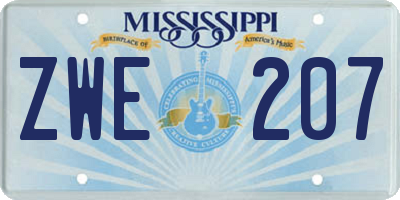 MS license plate ZWE207