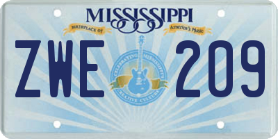 MS license plate ZWE209