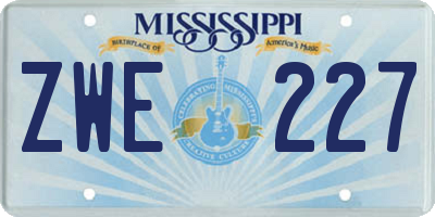 MS license plate ZWE227