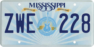 MS license plate ZWE228