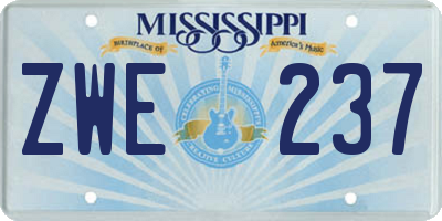 MS license plate ZWE237