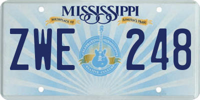 MS license plate ZWE248