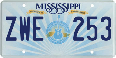MS license plate ZWE253