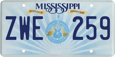 MS license plate ZWE259