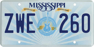 MS license plate ZWE260