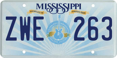 MS license plate ZWE263