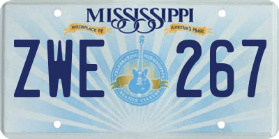 MS license plate ZWE267