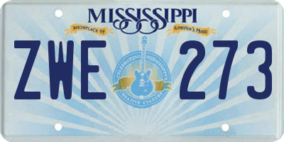 MS license plate ZWE273