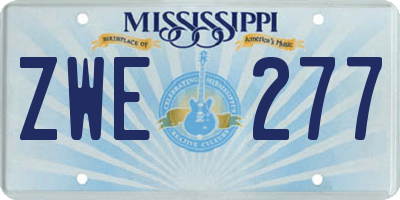 MS license plate ZWE277