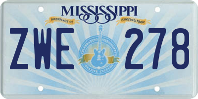 MS license plate ZWE278