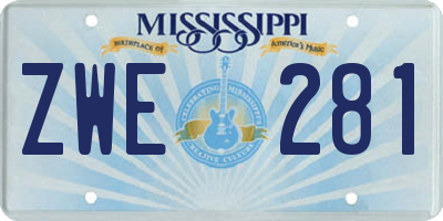 MS license plate ZWE281