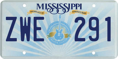 MS license plate ZWE291