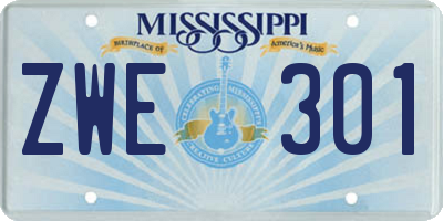 MS license plate ZWE301