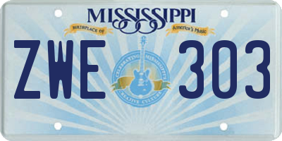 MS license plate ZWE303