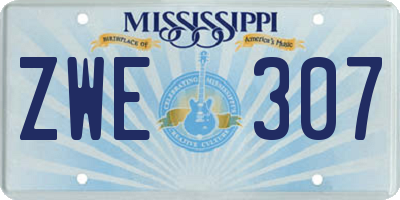 MS license plate ZWE307