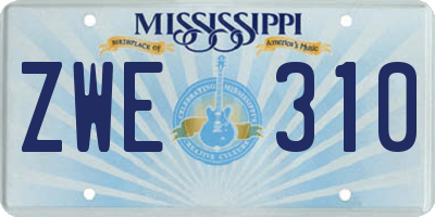 MS license plate ZWE310