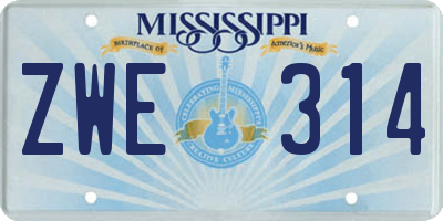 MS license plate ZWE314