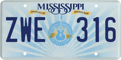 MS license plate ZWE316