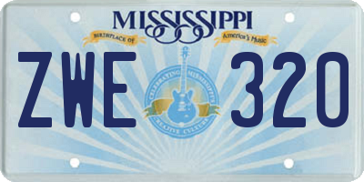 MS license plate ZWE320