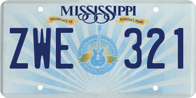 MS license plate ZWE321