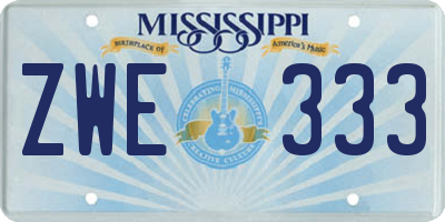 MS license plate ZWE333