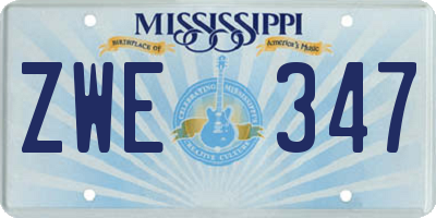 MS license plate ZWE347