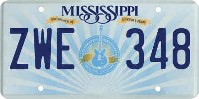 MS license plate ZWE348