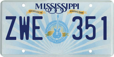 MS license plate ZWE351