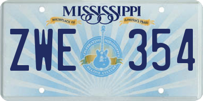 MS license plate ZWE354