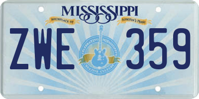 MS license plate ZWE359