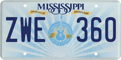 MS license plate ZWE360