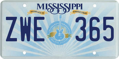 MS license plate ZWE365