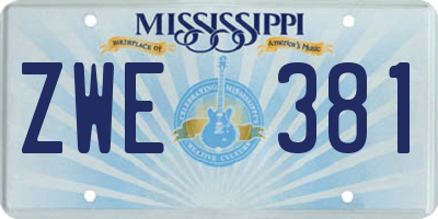 MS license plate ZWE381