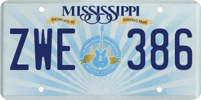 MS license plate ZWE386