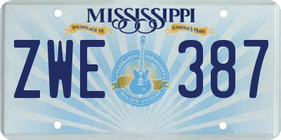 MS license plate ZWE387