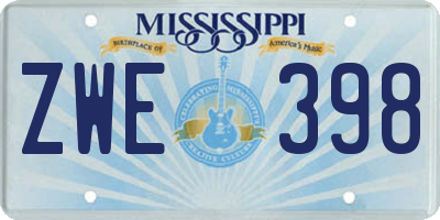 MS license plate ZWE398