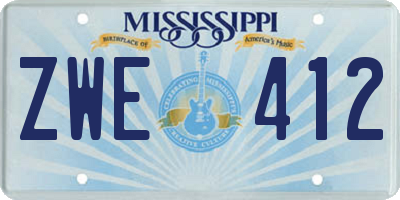MS license plate ZWE412