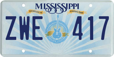 MS license plate ZWE417