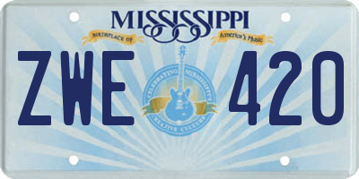 MS license plate ZWE420