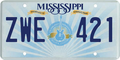 MS license plate ZWE421