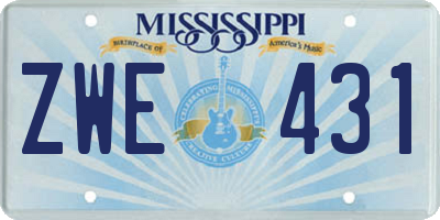 MS license plate ZWE431
