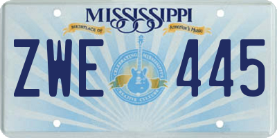 MS license plate ZWE445