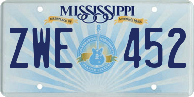 MS license plate ZWE452