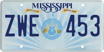 MS license plate ZWE453