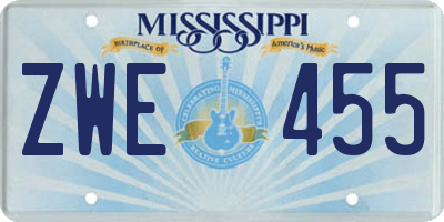 MS license plate ZWE455
