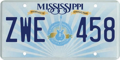 MS license plate ZWE458