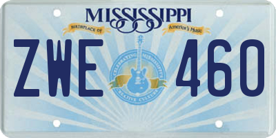 MS license plate ZWE460