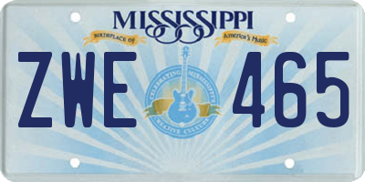 MS license plate ZWE465